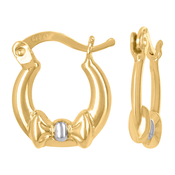 10kt Two-tone Gold Womens Bow Hoop Earrings