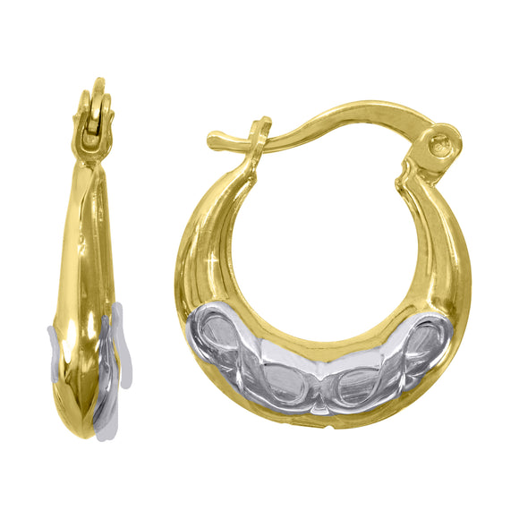 10kt Two-tone Gold Womens Hoop Earrings