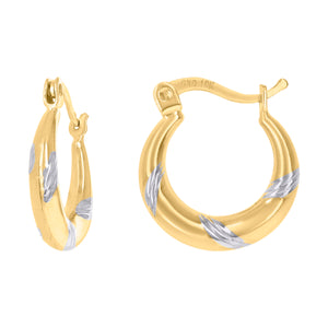 10kt Two-tone Gold Womens Twisted Hoop Earrings