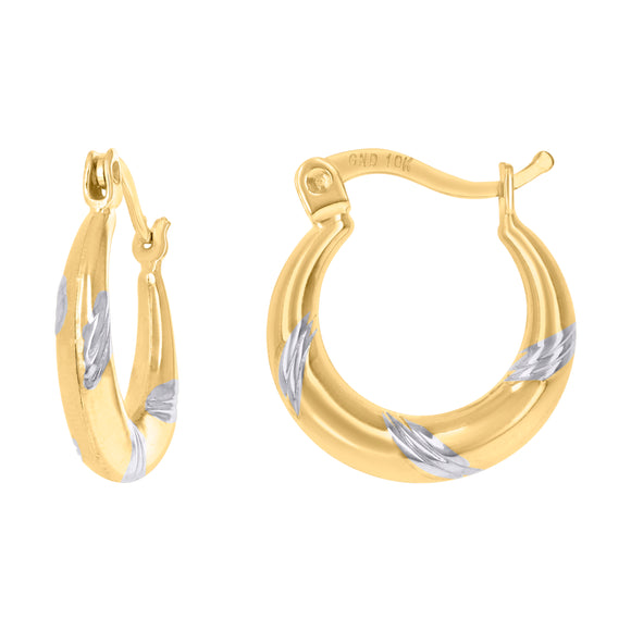 10kt Two-tone Gold Womens Twisted Hoop Earrings