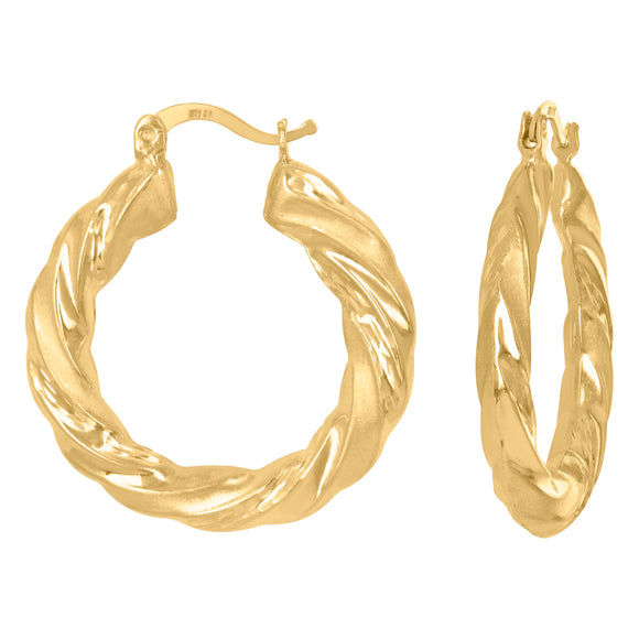 10kt Yellow Gold Womens Twisted Hinged Hoops Huggies