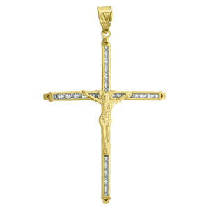 10kt Gold Yellow Mens Cross Crucifix Ht:61.9mm x W:39.4mm Religious Charm Pendant