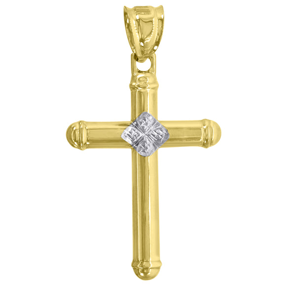 10kt Two-Tone Gold Unisex Cross Religious Charm Pendant