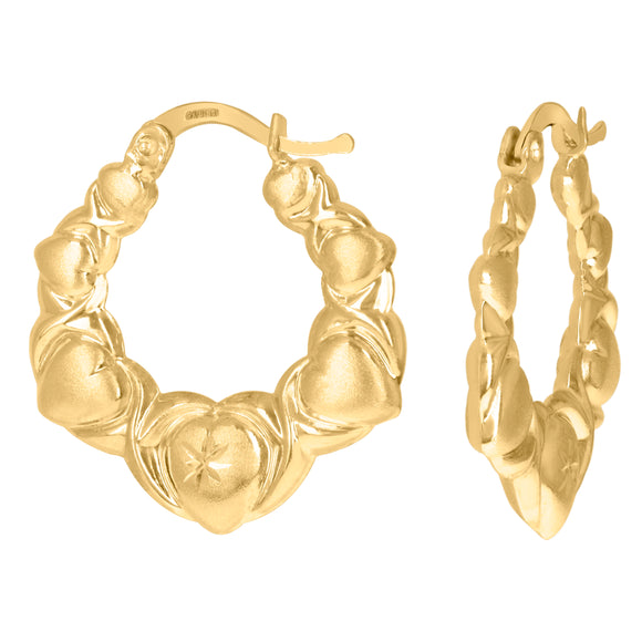 10kt Yellow Gold DC Brushed Womens XO Hugs & Kisses Hinged Hoops Huggies