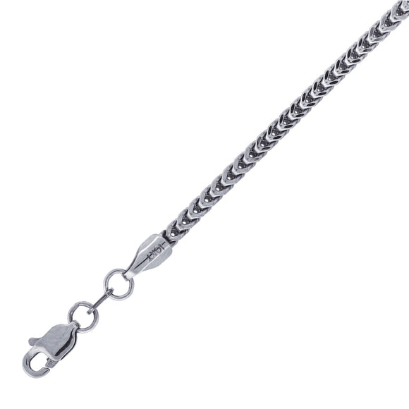 10kt White Gold Unisex Hollow Franco Chain 2mm 18 Inches