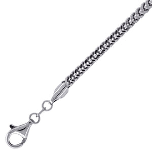 10kt White Gold Unisex Hollow Franco Bracelet 3mm 9 Inches