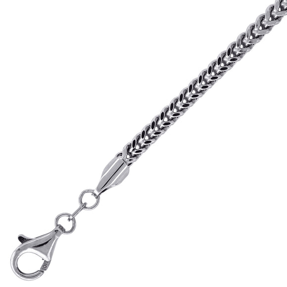 10kt White Gold Unisex Hollow Franco Bracelet 3mm 9 Inches