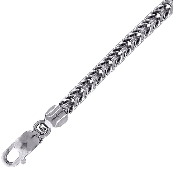 10kt White Gold Unisex Hollow Franco Chain 4mm 24 Inches