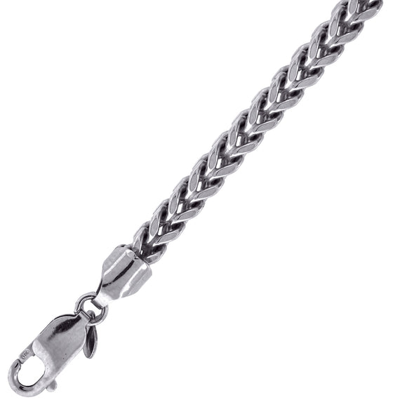 10kt White Gold Mens Hollow Franco Bracelet 5mm 9 Inches