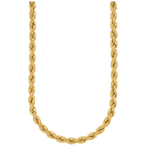 10kt Yellow Gold Unisex Hollow Rope Chain 7mm 22"
