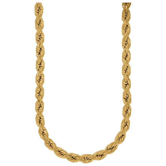 10kt Yellow Gold Unisex Hollow Rope Chain 8mm 22