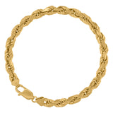 10kt Yellow Gold Mens Solid Rope Bracelet 7mm 9"