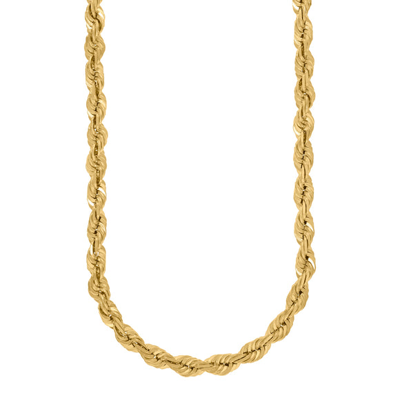 10kt Yellow Gold Unisex Solid Rope Chain 7mm 22