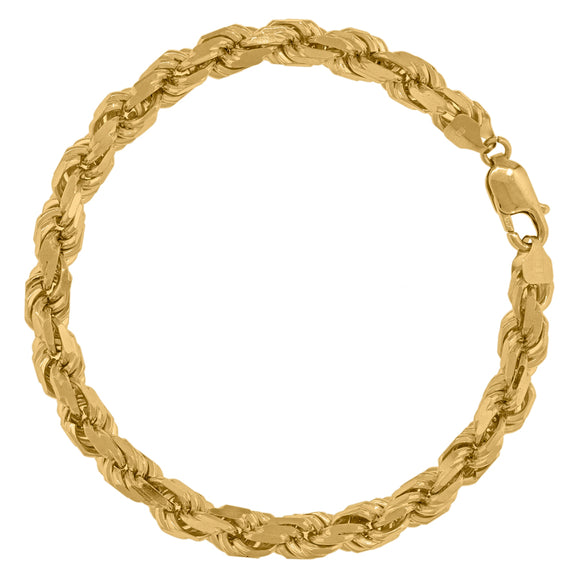 10kt Yellow Gold Mens Solid Rope Bracelet 8mm 9