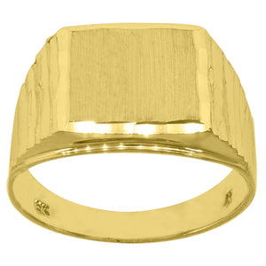 10kt Yellow Gold Mens DC Textured Signet Square Ring