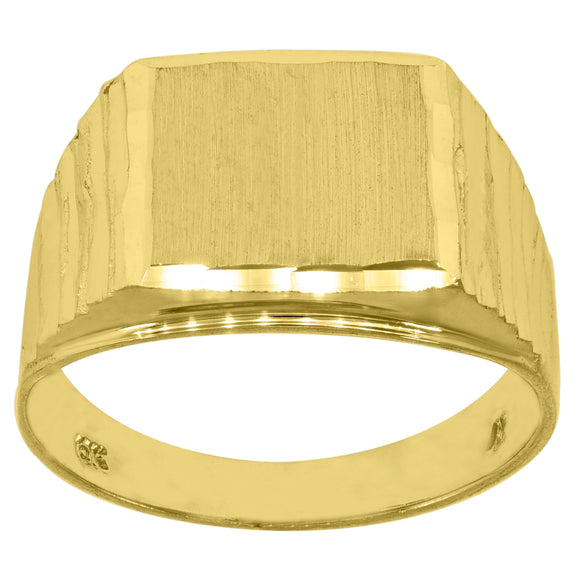 10kt Yellow Gold Mens DC Textured Signet Square Ring