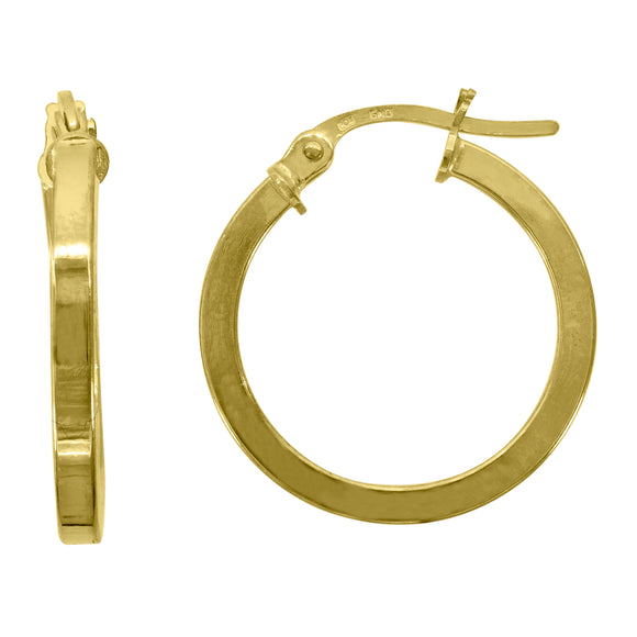 10kt Yellow Gold Womens Square Tube Flat 2mm x15mm Hinged Hoops Huggies