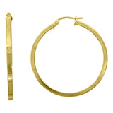 10kt Yellow Gold Womens Square Tube Flat 2mm x 30mm Hinged Hoops Huggies