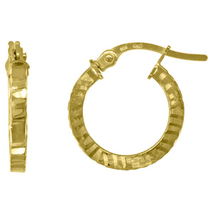 10kt Yellow Gold DC Womens Square Tube 2mm x 10mm Hinged Hoops Huggies