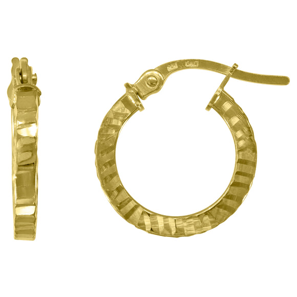 10kt Yellow Gold DC Womens Square Tube 2mm x 10mm Hinged Hoops Huggies