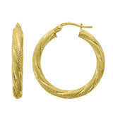 10kt Yellow Gold Womens Twisted Tube 20mm Hinged Hoops Huggies