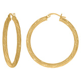 10kt Yellow Gold Womens Twisted Tube 30mm Hinged Hoops Huggies