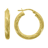 10kt Yellow Gold Womens Twisted Tube 15mmx3mm Hinged Hoops Huggies