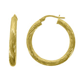 10kt Yellow Gold Womens Twisted Tube 20mmx3mm Hinged Hoops Huggies