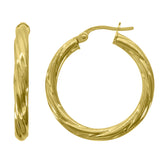 10kt Yellow Gold Womens Twisted Tube 20mm x 3mm Hinged Hoops Huggies