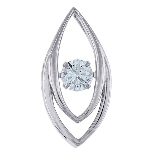 925 Sterling Silver Womens Cubic-Zirconia Marquise Charm Pendant