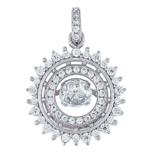 925 Sterling Silver Womens Cubic-Zirconia Fashion Charm Pendant