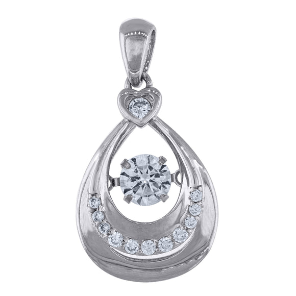 925 Sterling Silver Womens Cubic-Zirconia Tear Drop Charm Pendant