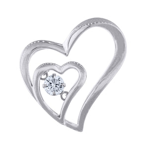 925 Sterling Silver Womens Cubic-Zirconia Heart Sparkling Charm Pendant