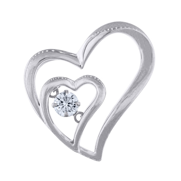 925 Sterling Silver Womens Cubic-Zirconia Heart Sparkling Charm Pendant