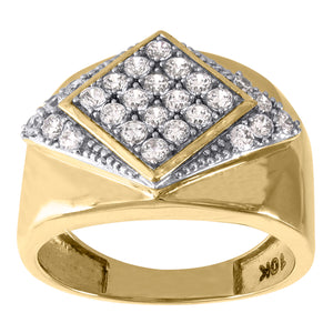 10Kt Two-Tone Gold Mens Cubic-Zirconia Kite Head Fashion Rings