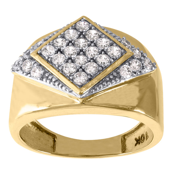 10Kt Two-Tone Gold Mens Cubic-Zirconia Kite Head Fashion Rings