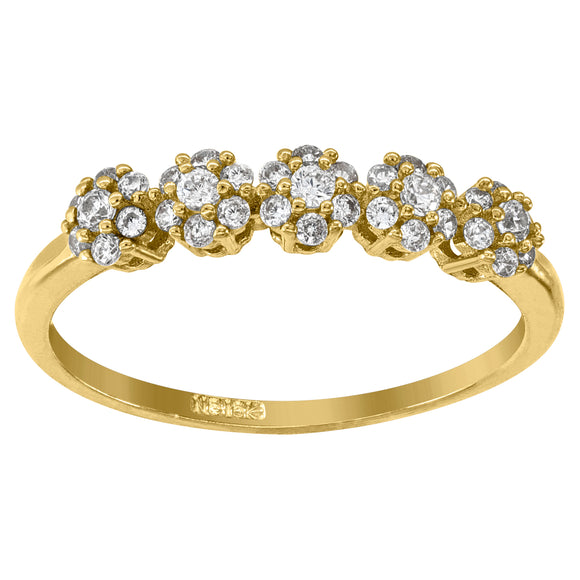 10kt Yellow Gold Womens Cubic Zirconia CZ Floral Engagement Ring Size 7