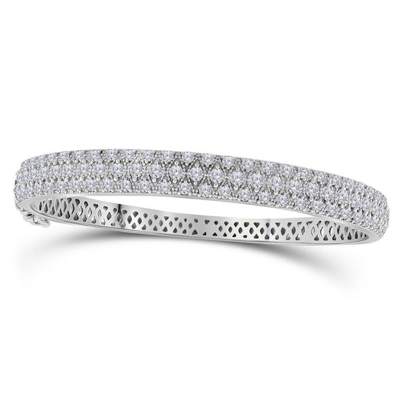 14kt White Gold Womens Round Diamond Bangle Bracelet 2-1/2 Cttw
