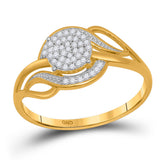 10kt Yellow Gold Womens Round Diamond Cluster Ring 1/6 Cttw