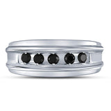 10kt White Gold Mens Round Black Color Enhanced Diamond Band Ring 1/2 Cttw