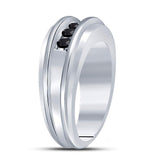 10kt White Gold Mens Round Black Color Enhanced Diamond Band Ring 1/2 Cttw