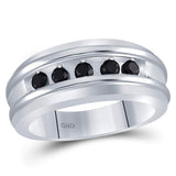 10kt White Gold Mens Round Black Color Enhanced Diamond Band Ring 1/2 Cttw