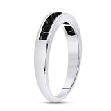 Sterling Silver Womens Round Black Color Enhanced Single Row Diamond Band Ring 1/2 Cttw