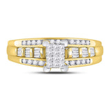 10kt Yellow Gold Princess Diamond Cluster Bridal Wedding Engagement Ring 1/2 Cttw