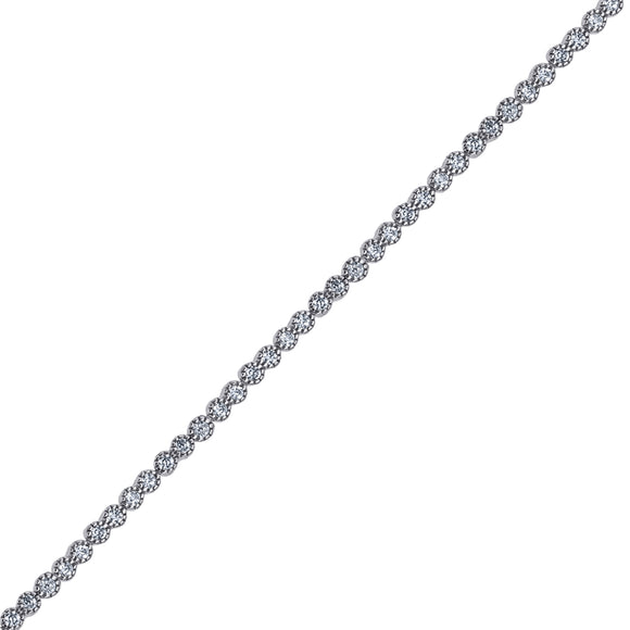925 Sterling Silver Women Cubic Zirconia Fancy Tennis Bracelet Size 7.5 Inches