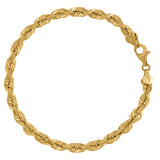 10kt Yellow Gold Mens Solid Rope Bracelet 6mm 8"