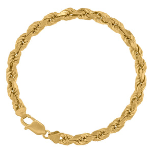 10kt Yellow Gold Mens Solid Rope Bracelet 7mm 8"
