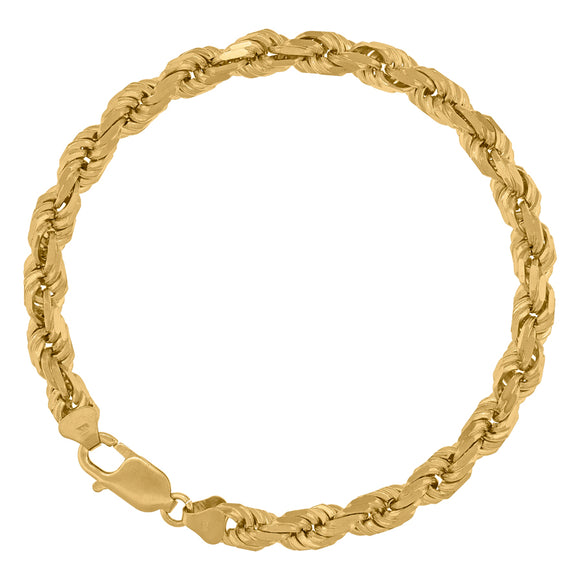 10kt Yellow Gold Mens Solid Rope Bracelet 7mm 8