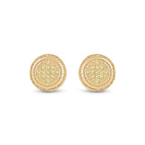 Sterling Silver Womens Round Yellow Color Enhanced Diamond Circle Earrings 1/20 Cttw