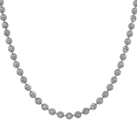 10kt White Gold Unisex Moon Cut Chain 2mm 30 Inches